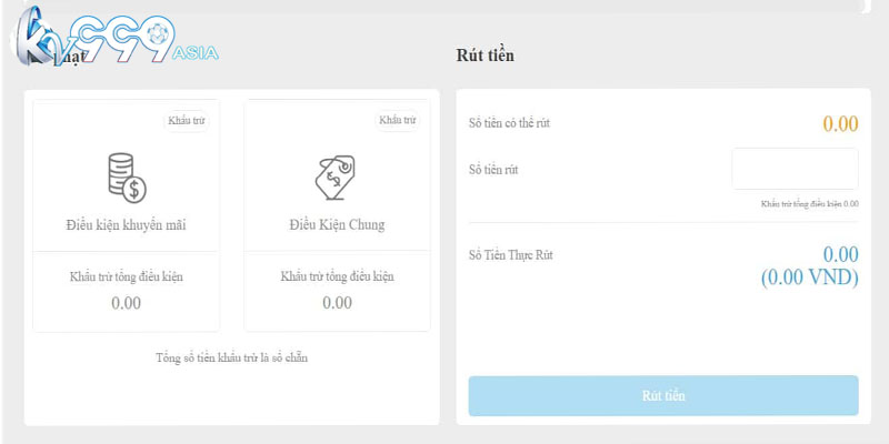 Điều kiện cần thiết khi rút tiền KV999